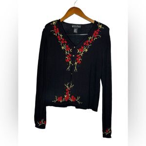 Vintage embroidered Work in Progress Christmas v neck cardigan size large